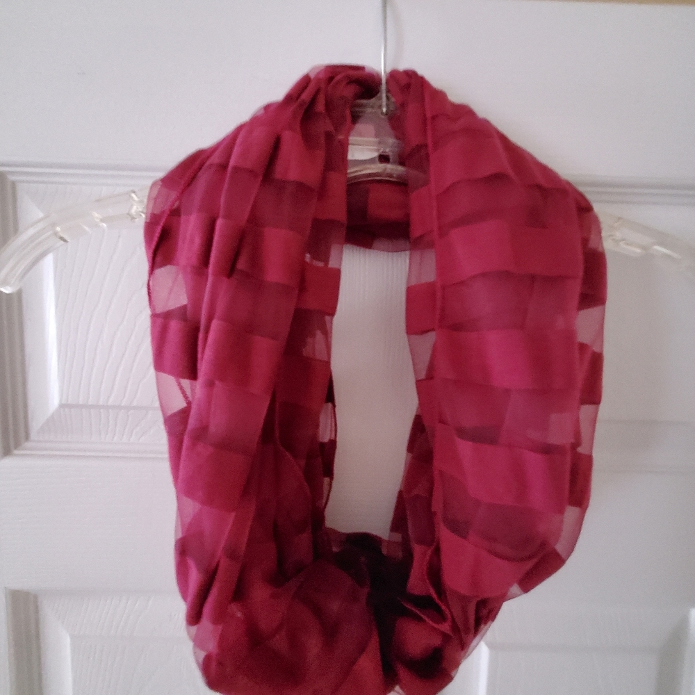 Burgundy striped infinity scarf